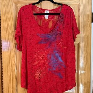 Faded Glory Red and Blue Short Sleeve Top